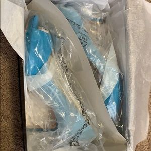 Nine West Peep Toe Turquoise Suede Heel